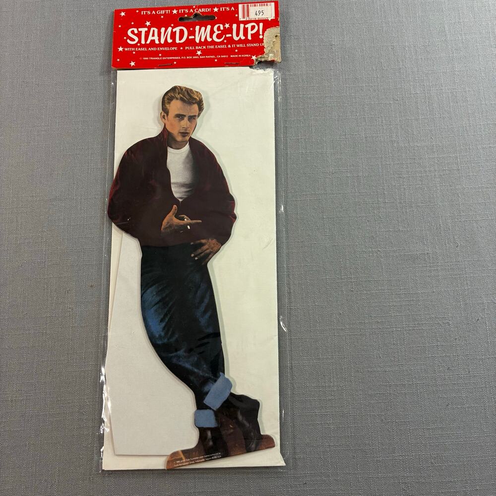 Vintage 1990 James Dean Stand Me Up Greeting Card Display Easel NOS Sealed
